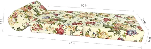 Miniatura 5 de D&D Futon Furniture Cama plegable de espuma, sofá cama portátil de estudio para invitados (rosas grandes, 70 x 24 x 6)