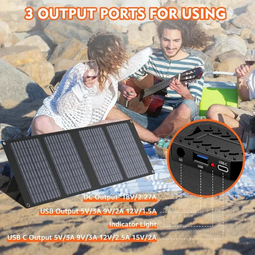 Miniatura 2 de Apowking Paneles solares portátiles 40W, cargador de panel solar plegable para estación de energía portátil de 100-300W, con patas ajustables