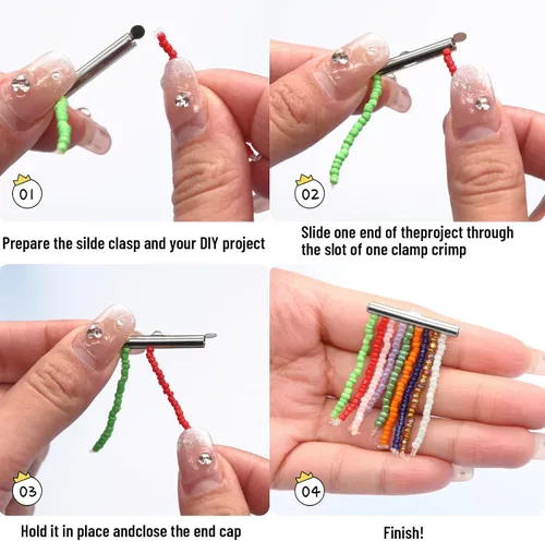 Miniatura 6 de Kit de cierre deslizante de plata EuTengHao para enhebrado, extremos de cordón de tubo con cierre de langosta, extensor de cadena, accesorios