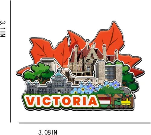 Miniatura 3 de Imán de madera para nevera de Victoria Canada 3D, monumentos coleccionables, recuerdos de viaje, decoración hecha a mano -2163