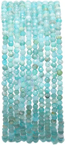 Miniatura 4 de BEADIA Cuentas Facetadas de Piedra Natural Amazonita Rondelle 3x4mm Cuentas Semipreciosas Sueltas para Hacer Joyas 38cm