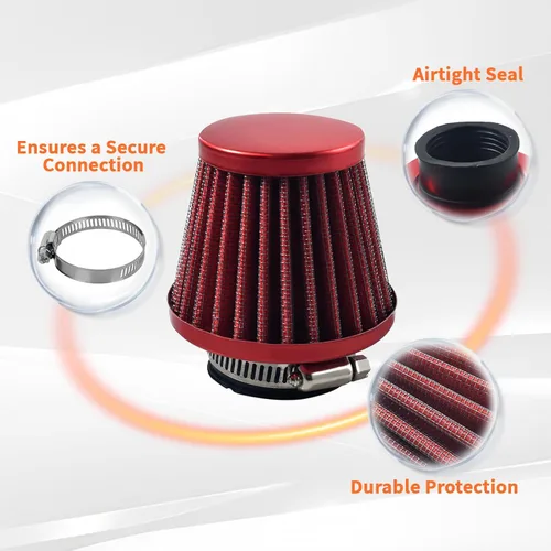 Miniatura 3 de Filtro de aire de 38 mm rojo Kit de inducción de entrada universal para GY6 50cc QMB139 Taotao Sunl BMS Lance Wildfire Motoneta Scooter Predator