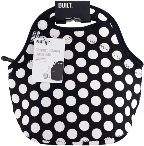 Miniatura 7 de BUILT Gourmet Getaway Bolsa Tote de Almuerzo de Neopreno Suave - Ligera, Aislada y Reutilizable, Talla Única, Big Dot Negro y Blanco