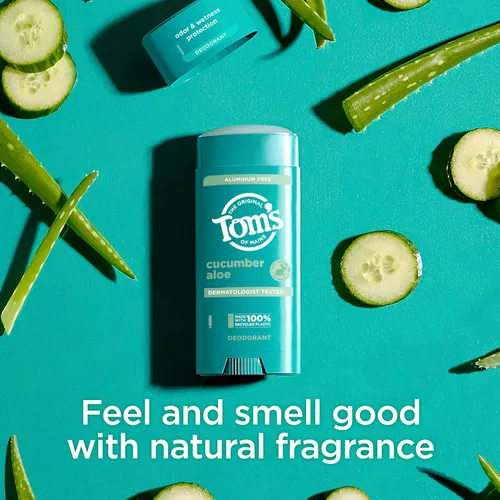 Miniatura 6 de Tom's of Maine Desodorante natural sin aluminio de pepino y aloe para mujeres y hombres, se pone transparente, protección contra olores y humedad