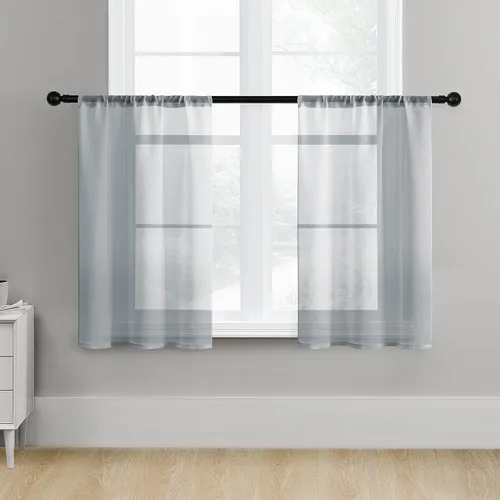 Miniatura 44 de MRTREES Cortinas transparentes de Aqua Blue, para cocina, de 36 pulgadas de longitud, cortinas transparentes de gasa con filtro de luz, cortinas