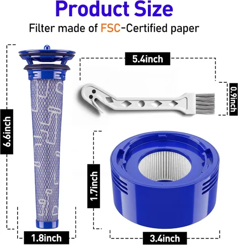 Miniatura 6 de Paquete de 8 filtros de vacío de repuesto para Dyson V7, V8 Animal y V8 Absolute Vacuum, 4 postes, 4 prefiltros, reemplaza la pieza # 965661-01