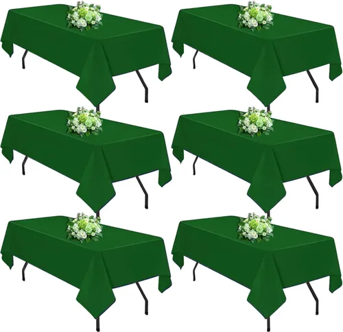 Miniatura 11 de FINDYOU - Paquete de 6 manteles blancos rectangulares de 60 x 84 pulgadas para mesas rectangulares de 6 pies. Manteles de poliéster lavables