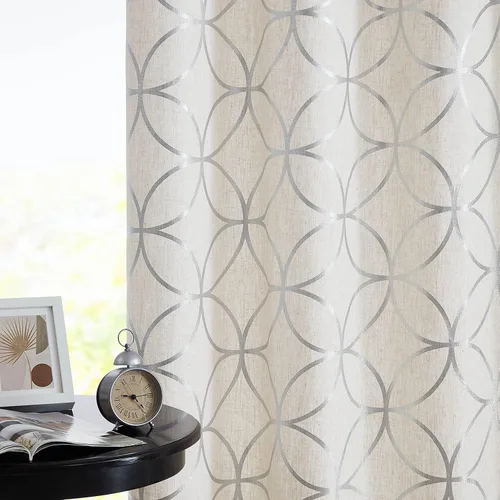 Miniatura 11 de SXZJTEX Cortinas de lino dorado para sala de estar, cortinas bohemias étnicas tribales geométricas celestiales con filtro de luz de 63 pulgadas