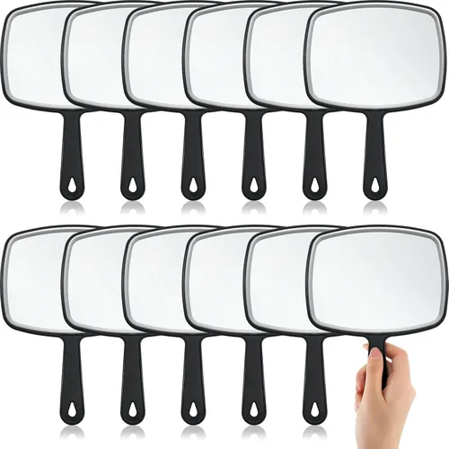 Geetery 12 espejos de mano con asas, espejos de maquillaje de mano, montaje de pared a granel para mujeres, cosméticos, baño, hogar, peluquería,