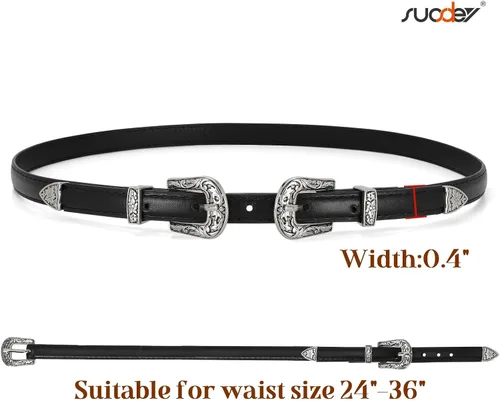 Miniatura 11 de SUOSDEY Cinturones ajustados occidentales de moda para mujer, cinturón de cuero ajustable para vestidos con hebilla vintage
