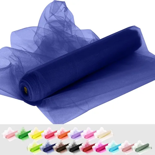 Miniatura 68 de Rollos de tela de tul, 54 pulgadas por 10 yardas (30 pies), cinta de tul para decoración de fiestas de boda, rollo de tela transparente en bobina
