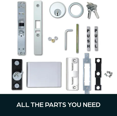 Miniatura 3 de Summit Doorware Adams Rite Style Latch - Kit de manija de salida con cilindro de mortaja y llaves, puerta de empuje a izquierda