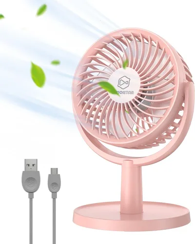 Miniatura 9 de LEMOISTAR Pequeño ventilador personal alimentado por USB con 4 velocidades, ventiladores de escritorio portátiles con rotación de 310°, mini Verde