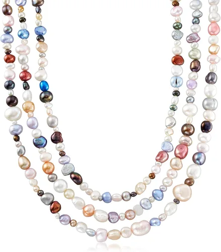 Miniatura 5 de Ross-Simons Conjunto de joyas de perlas barrocas cultivadas multicolor de 0.157-0.315 in 4 pulseras y collar. 64 pulgadas, Perla