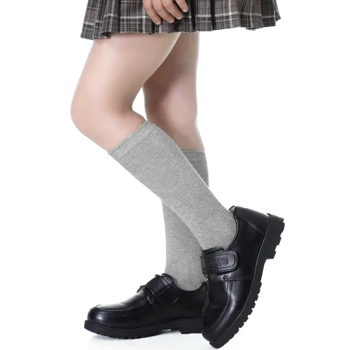 Miniatura 4 de Zando Calcetines deportivos de algodón con tres rayas para niños y niñas, uniforme de tubo, lindo tubo hasta la rodilla