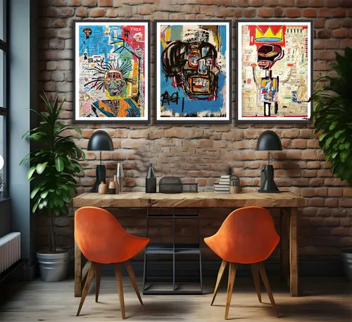 Miniatura 3 de 3 piezas de arte callejero de grafiti azul para decoración de pared, arte moderno, estética, lienzo, pintura, pintura abstracta, póster de hombre