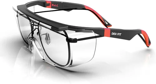 DEX FIT SG210 OTG │ Gafas de seguridad; se ajustan sobre tus gafas, protección ocular Z87, resistentes a la niebla y a los arañazos, ajustables,