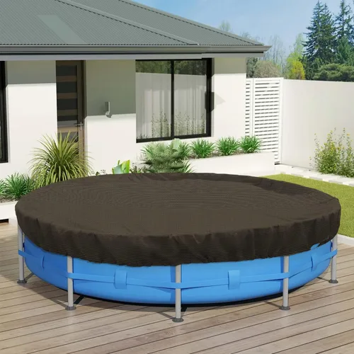 Miniatura 15 de ECOOPTS Cubierta redonda impermeable de poliéster para piscinas sobre el suelo, protector de cubierta de piscina de invierno (6 pies, turquesa)