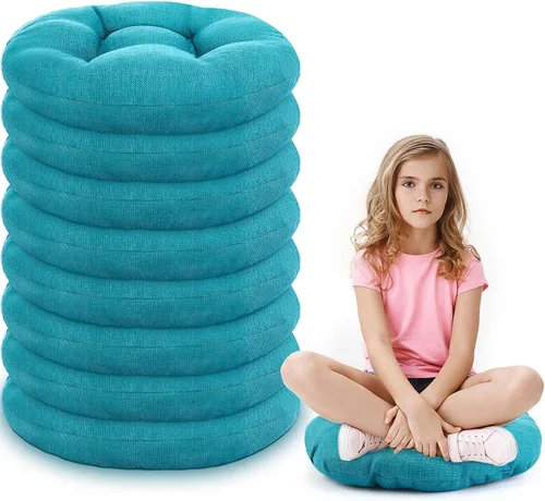 Miniatura 26 de Fumete - 8 piezas de cojines de piso redondos de 16 pulgadas para niños y bebés, asientos flexibles para muebles de aula, almohada de piso