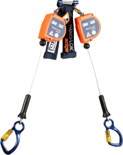 Miniatura 4 de 3M DBI-SALA Nano-Lok Edge 3500229 SRL, 8 pies, doble pata 100% de amarre, mosquetón de aluminio con borde afilado, conector rápido para montaje