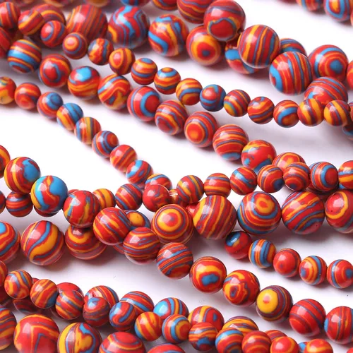 Miniatura 5 de 36 PIEZAS Cuentas de Malaquita Roja de 10 MM, Cuentas Redondas Sueltas de Gema Natural para Hacer Joyería 38 cm