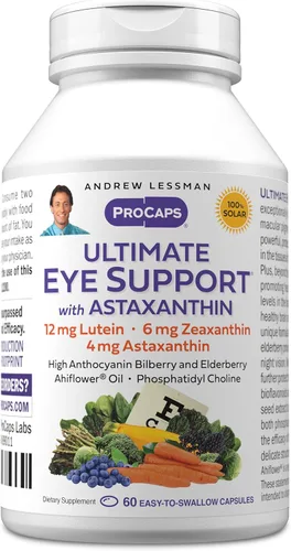 Andrew Lessman Ultimate Eye Support with Astaxantina 60 cápsulas blandas - 12 mg de luteína, 6 mg de zeaxantina, 4 mg de astaxantina, arándano.