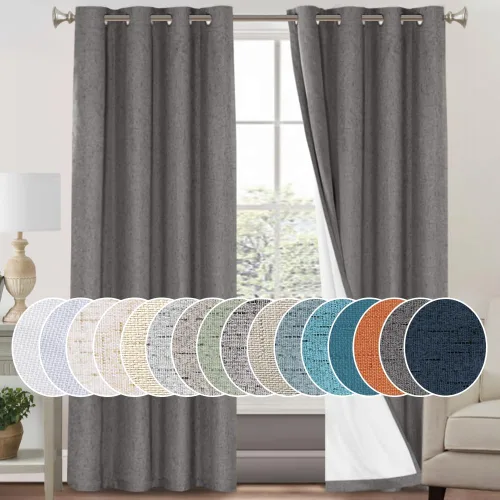 Miniatura 19 de Primitive - Cortinas opacas 100 % de lino texturizado natural para dormitorio, sala de estar, cortinas para ahorra energía, tela de arpillera