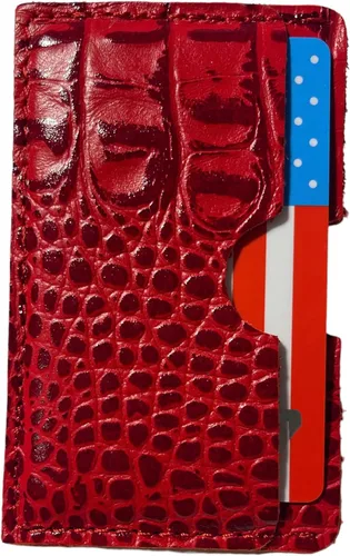 Miniatura 11 de Tarjetero de cuero real para tarjetas de crédito, hecho a mano, 100% piel de vaca auténtica, diseño de reptil en relieve, cocodrilo de lagarto