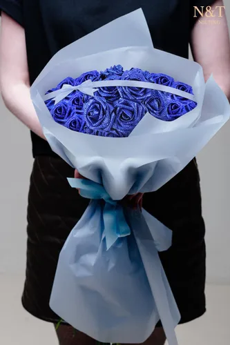 Miniatura 62 de N&T NIETING Flores artificiales, rosas artificiales de color rosa intenso, 50 piezas de flores falsas con tallo para ramos de boda DIY, centros