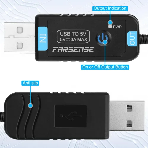 Miniatura 4 de FARSENSE Cable de alimentación USB a CC de 5 V, cable de carga universal de CC de 0.217 x 0.083 in (3 pies) con 10 puntas de conector, cable