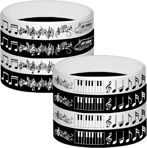 Miniatura 5 de 24 pulseras de silicona con notas de piano - Coro/recuerdos de fiesta musical/premio de música/decoraciones de fiesta de dulces de música
