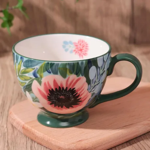Miniatura 4 de Taza de Café de Cerámica Grande Hecha a Mano de Otoño (600ml) Linda Taza Vintage de Cereales con Flores para Otoño Taza Acogedora para Regalo