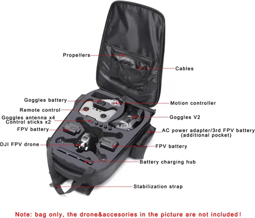 Miniatura 4 de Mochila rígida portátil a prueba de golpes para DJI FPV Combo Dron, control remoto, baterías, bolsa FPV con cremallera YKK (gris metálico)