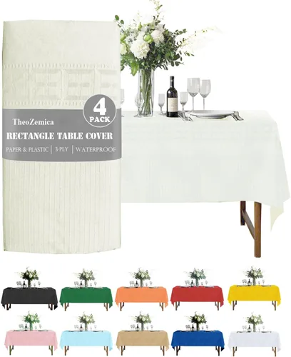 Miniatura 19 de Black Disposable Paper Tablecloth for Rectangle Tables 4 Pack, 54×108 Inch Waterproof 2 Ply Paper with Plastic Backing, Party Table Cover for