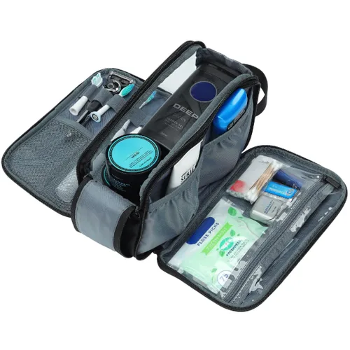 Miniatura 3 de ZEEMO Neceser de viaje para hombre, tamaño mediano, resistente al agua, doble cara, con apertura completa, organizador versátil para accesorios