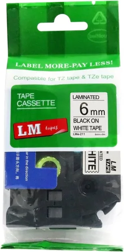 Miniatura 28 de Paquete de 1 unidad LM Tapes LMe511 Premium de 1/4 de pulgada con impresión negra en etiqueta azul compatible con Brother TZe-511 P-Touch, incluye