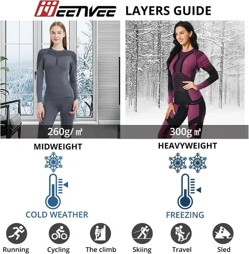 Miniatura 8 de MEETWEE Ropa interior térmica para mujer, Long Johns Ski para clima frío, capa base, cálida parte superior e inferior de invierno para correr