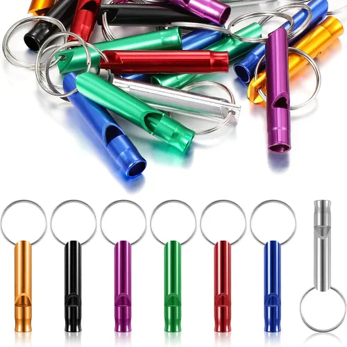 Konohan Silbato de emergencia de aluminio 105 con llavero, silbato de supervivencia de seguridad, sonido fuerte y ligero para mujeres, campamento,