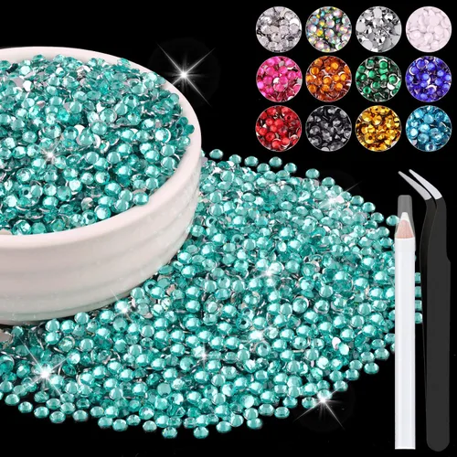 Miniatura 81 de 12000 diamantes de imitación de resina de 0.079 pulgadas a granel para manualidades (transparente), cristales deslumbrantes con parte trasera plana