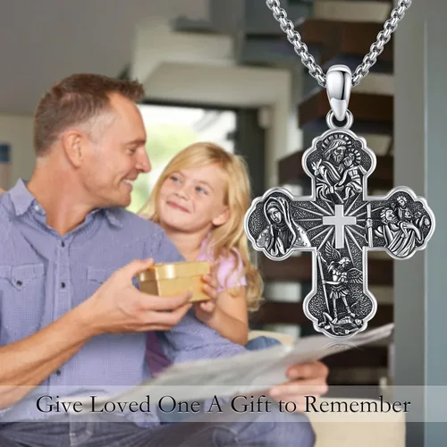 Miniatura 2 de Regalos de Navidad para hombres y mujeres, San MiguelSan CristóbalSan SebastiánGuadalupeÁngel de la GuardaSanta MuerteJudasJosé Collar con colgante