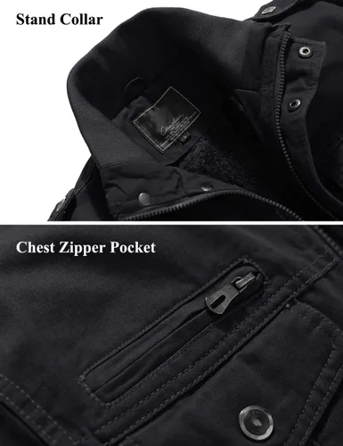 Miniatura 3 de EKLENTSON Men's Thick Thermal Winter Jacket with Multi Pockets Zip Front Fleece Lined Military Jacket for Men