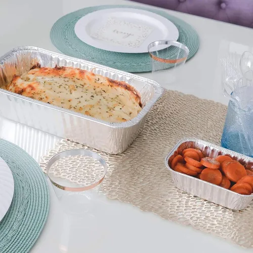 Miniatura 5 de Pan desechable de aluminio de 5 libras con tapa de aluminio para hornear pasteles, pastel de carne y lasaña (10)