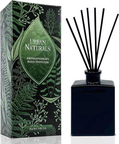Urban Naturals Balsam Forest - Juego de aceites difusores de varillas – Abeto Fraser, hoja perenne, pino, cedro leñoso y sándalo – Botella de vidrio