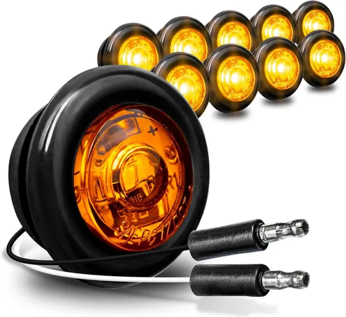 Miniatura 23 de TRUE MODS - 10 luces de marcador LED redondas de 3/4 pulgadas para remolque ámbar de 12 V [3 cables/DRL y señal de giro] [DOT FMVSS 108] [SAE P2PC]