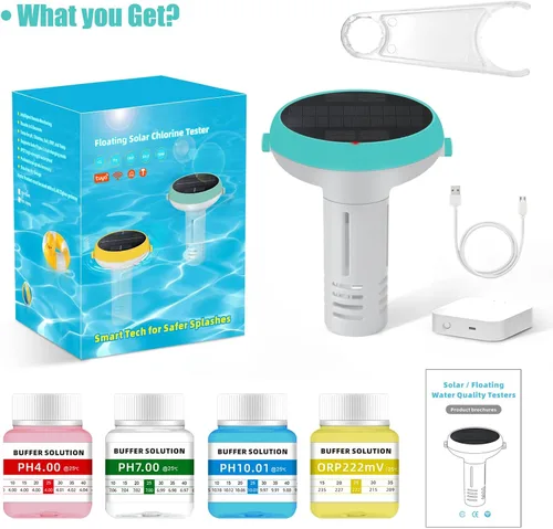 Miniatura 6 de Probador digital de agua para piscina, medidor flotante inteligente 7 en 1, habilitado para WiFi, prueba de pH, cloro, salinidad, ORP, EC, TDS