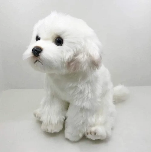 Perro Maltés de aspecto realista Malta Cachorro de peluche Muñeco de animal de peluche Triver para niños Niños Regalo de cumpleaños Decoración para