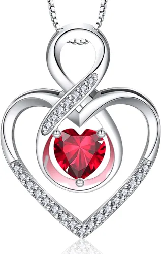 Miniatura 30 de RIVIKO Collar con símbolo de corazón infinito para mujer, plata de ley 925, delicado colgante de corazón para el día de San Valentín, día