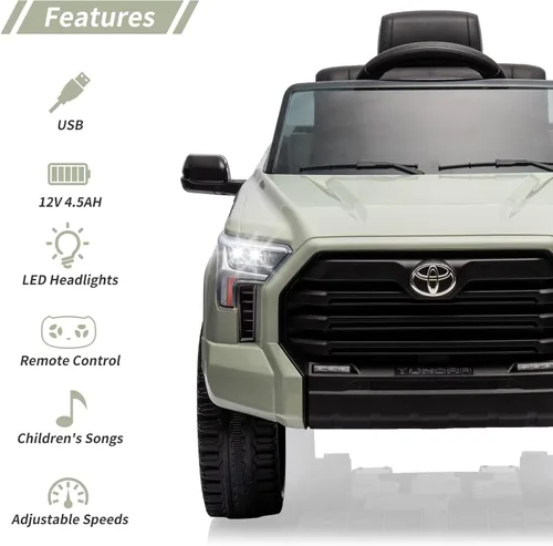 Miniatura 3 de Auto de paseo de 12 V para niños, camión Toyota con licencia, automóvil eléctrico a batería con música, luces LED, sistema de suspensión, puertas