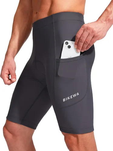 Miniatura 2 de Bikewa Pantalones cortos de ciclismo para hombre, acolchados en 3D, ciclismo de carretera, montaña, ciclismo, ciclismo, ciclismo UPF 50+, bolsillos