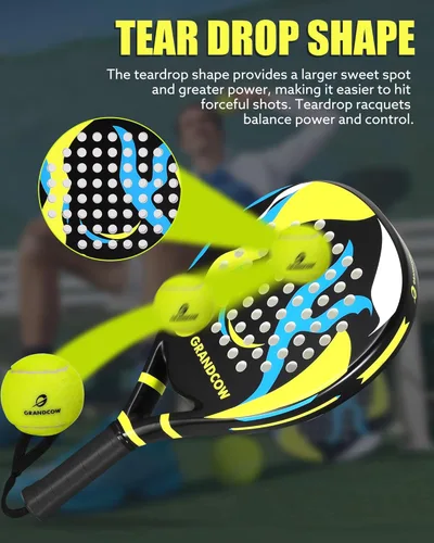 Miniatura 5 de Raqueta de pádel de fibra de carbono Power Lite Pop Tennis Paddle Paddleball raquetas 2 piezas negro